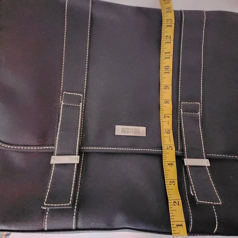 Kenneth Cole Reaction Black Faux Leather Laptop Business/Shoulder/Messenger Bag